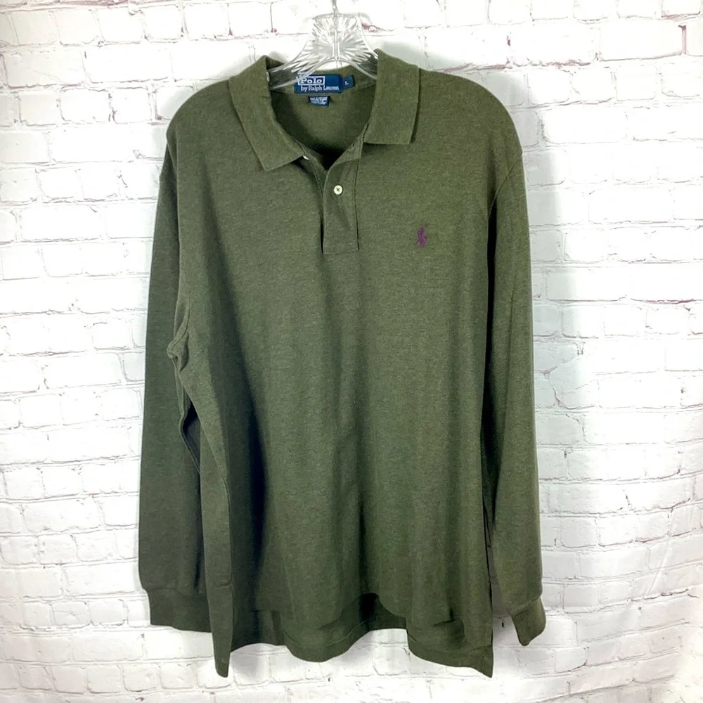 Polo by Ralph Lauren Iconic Mesh Long Sleeve Knit Shirt Mens Size‎ Large Green